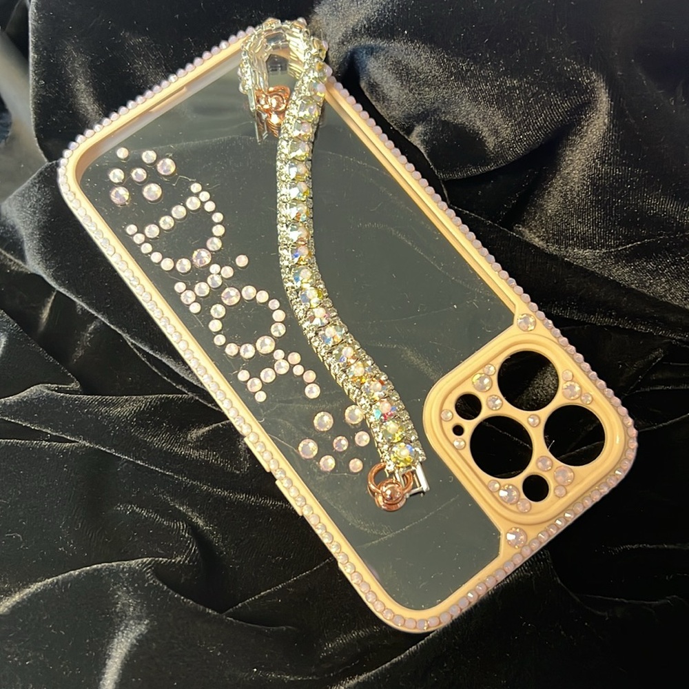 iPhone 13 Pro Max Crystal/Pink French Fashion Case—New